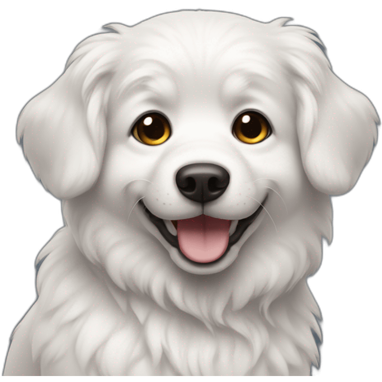 smiling dog with white fur and dark eyes emoji