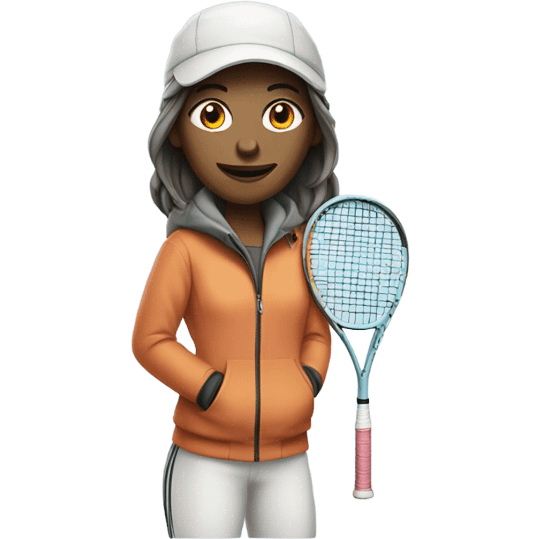 female tennis player wearing a parka emoji