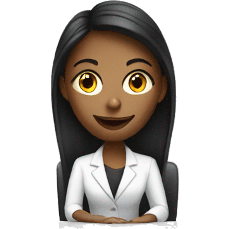 woman sitting at a white reception desk emoji