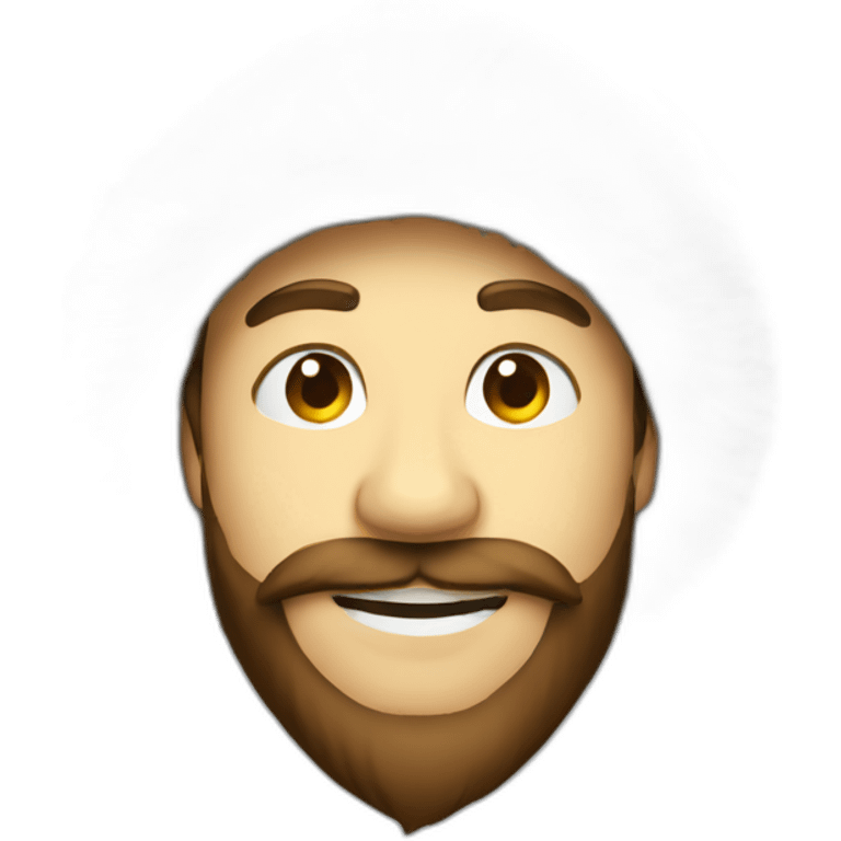 smiling guy beard in fur hat emoji