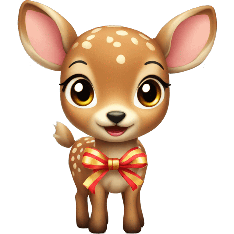 cute fawn with ribbon emoji