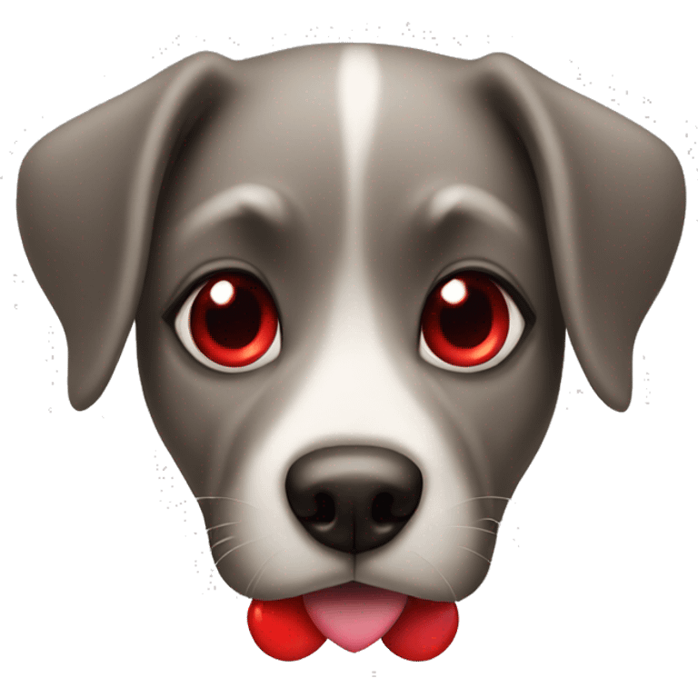 Dog whit red eyes and a heart  emoji