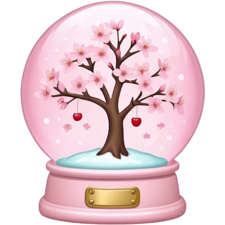 Pastel pink snow globe，Cherry blossom emoji