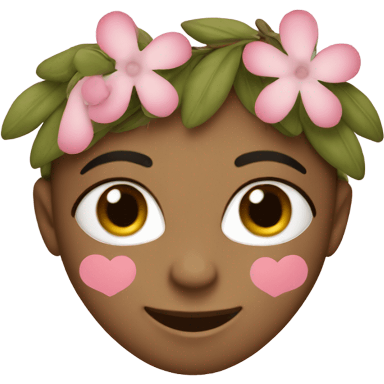 Olive Color heart decorated with pink flowers emoji