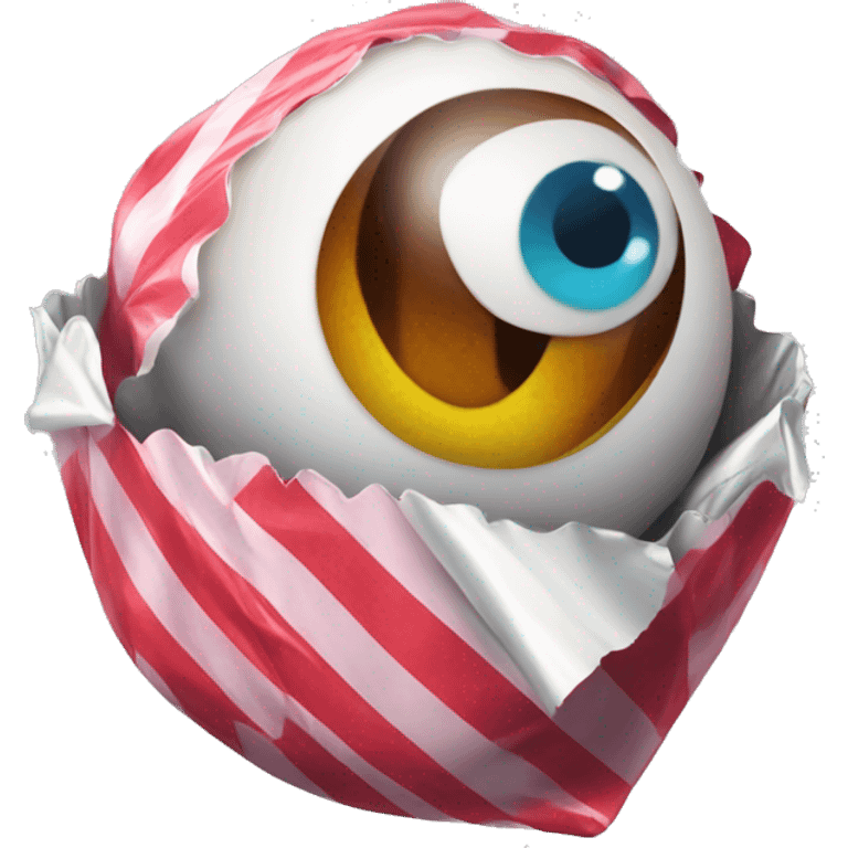 An eyeball in a candy wrapper emoji