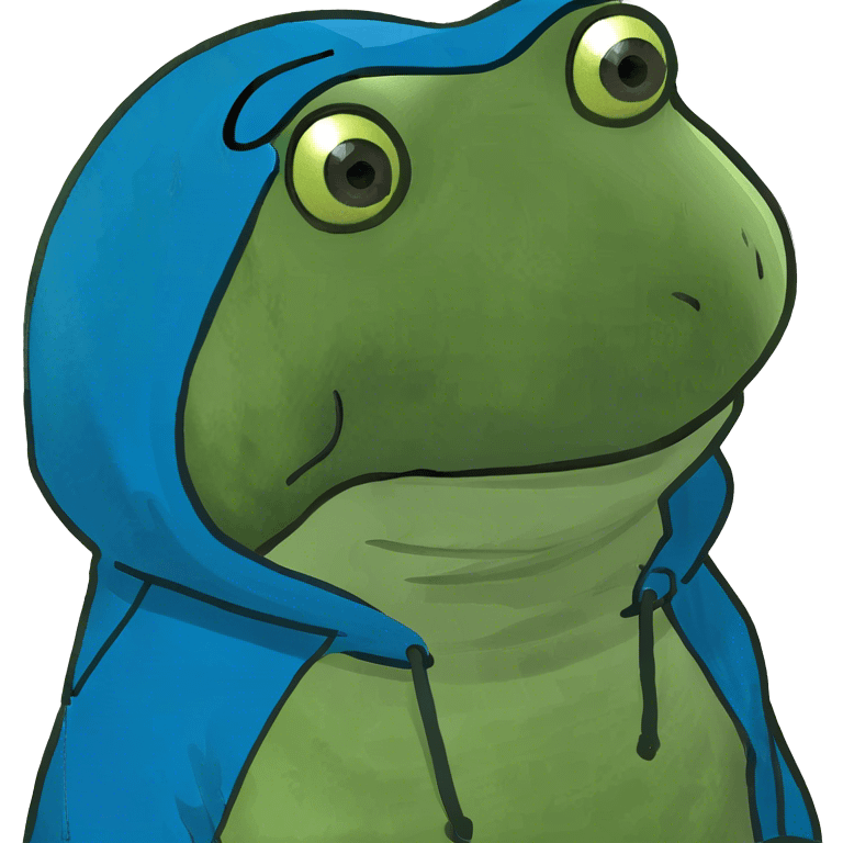 Frog wearing a blue hoodie  emoji