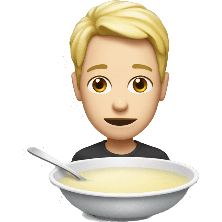 Eating white soup face emoji