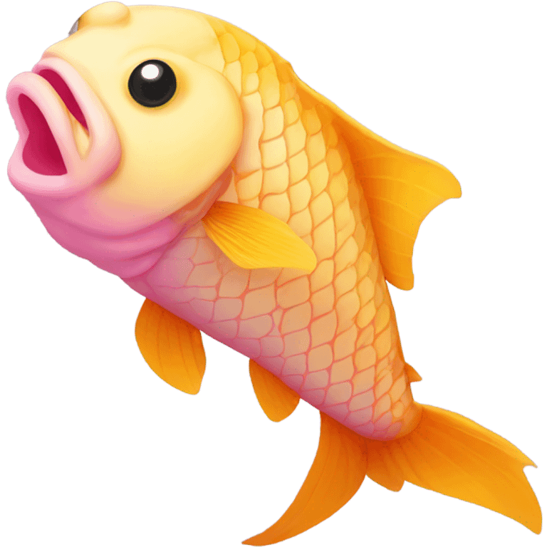 Yellow carpe koi with pink antenna emoji