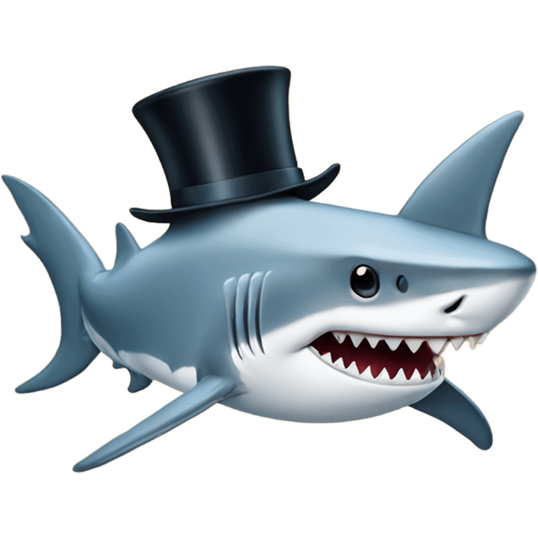 Shark with a top hat emoji