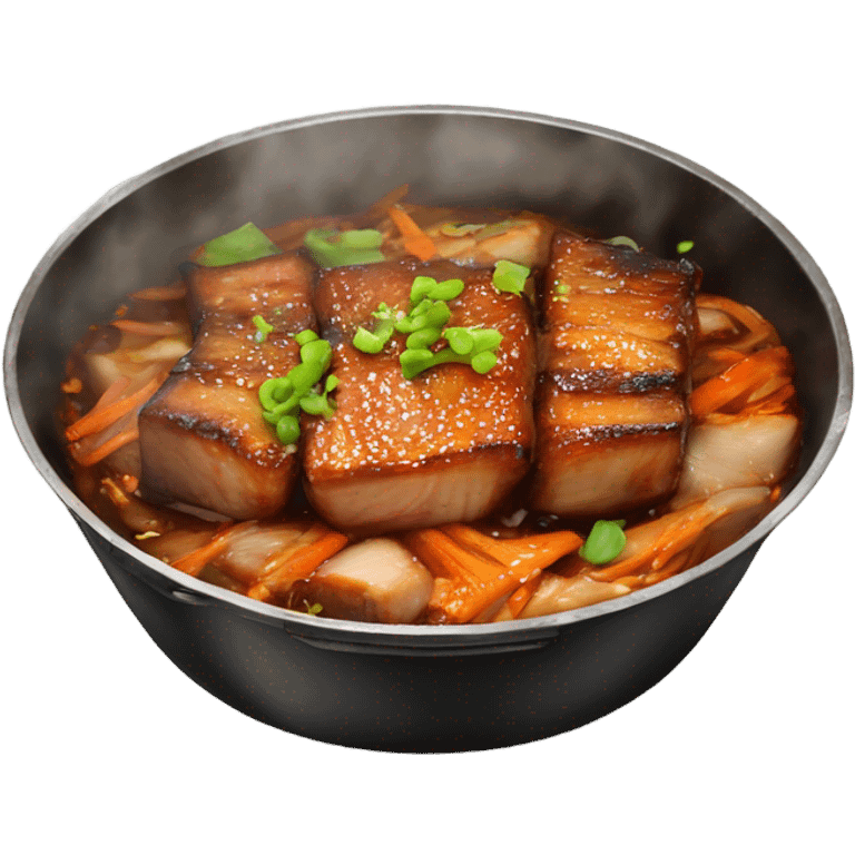 Sticky Chinese Pork Belly in wok emoji