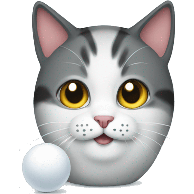 A cat with a snowball beside emoji