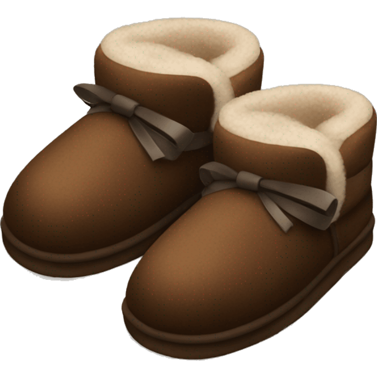 Dark brown UGG slippers with bows emoji