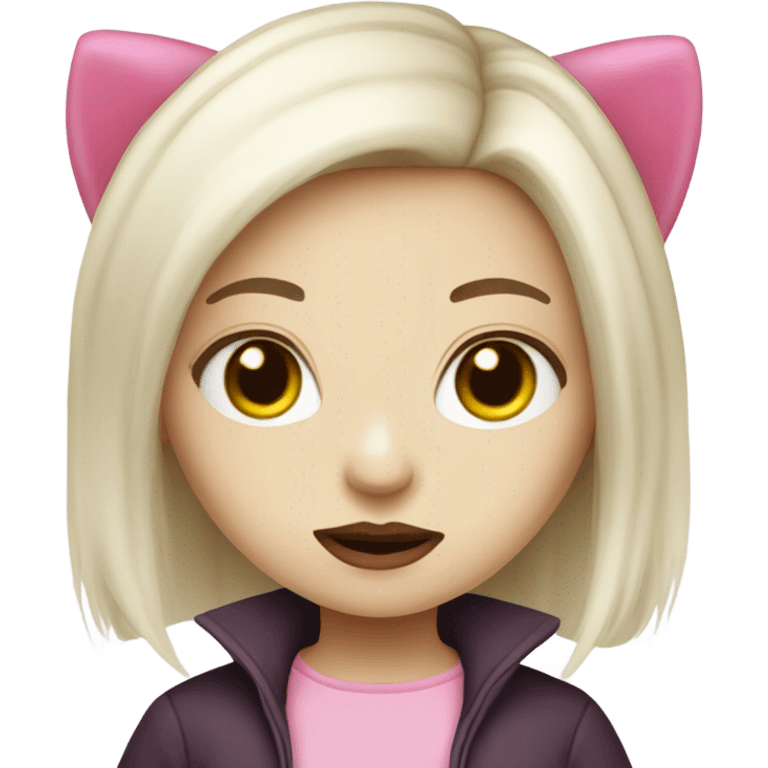 Cute pale vampire hello kitty girl split dye blonde and pink hair emoji