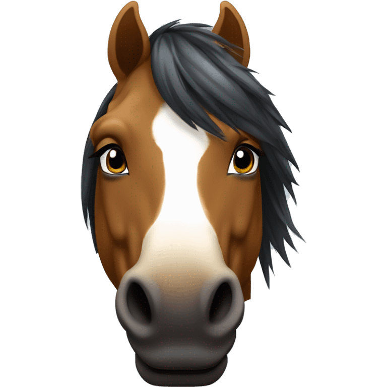 tête de poney petit avec un tache blanche sur la tête et les crins noirs emoji