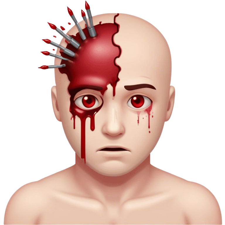 Man with bullet wound in his head bleeding emoji