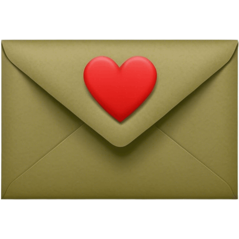 olive color envelope with heart stamp emoji