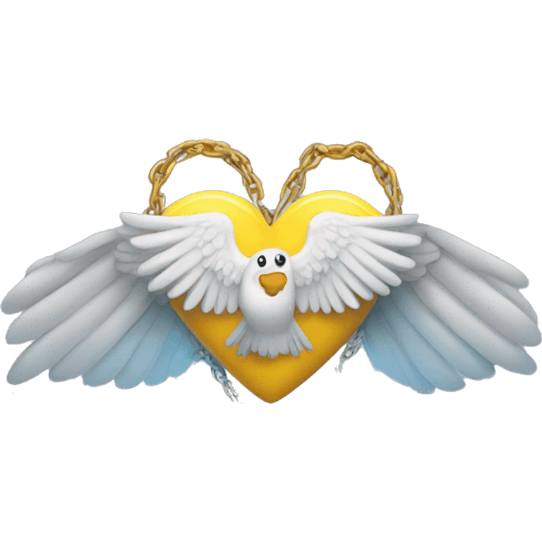 Cœur avec des ailes et un cadena emoji