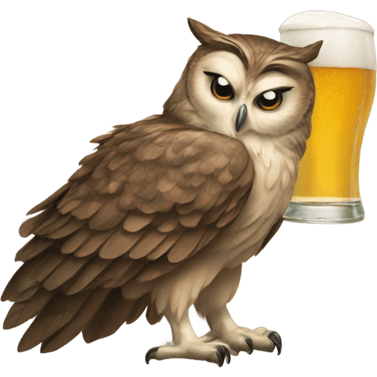 owl holding a beer emoji