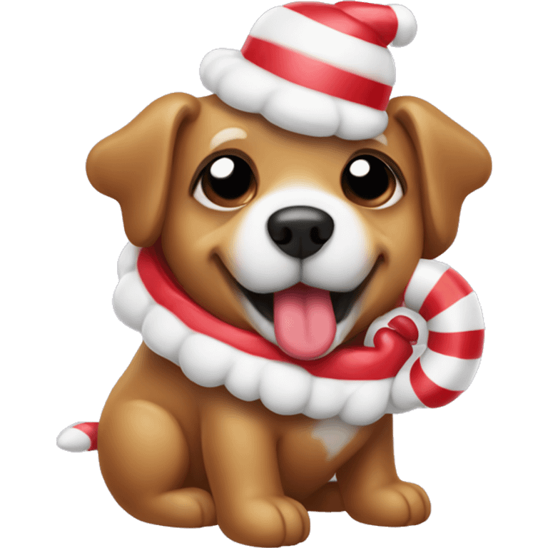 Gummy bear dog wearing a candy cane coat emoji