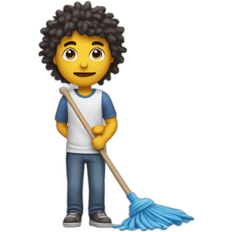 Man with mop head and broken arm emoji