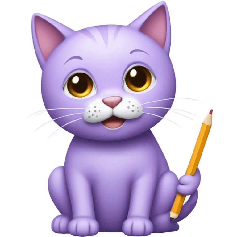 lavender cat emoji writing emoji