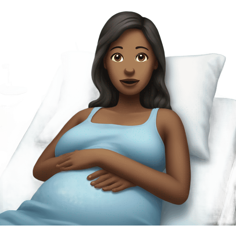 Realistic pregnant women in hospital bed emoji