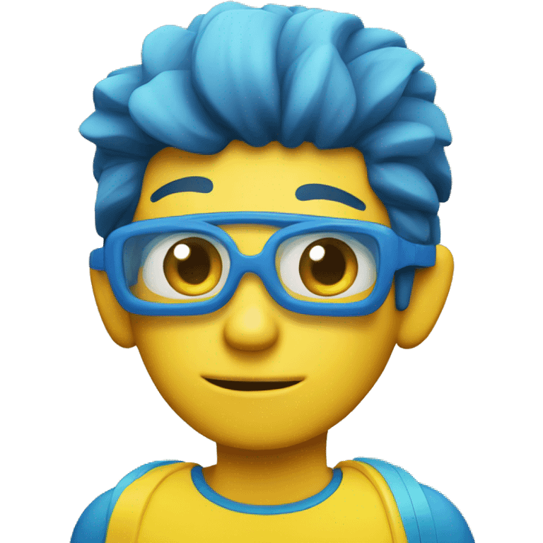 serious yellow boy in blue shirt, with a snorkel emoji