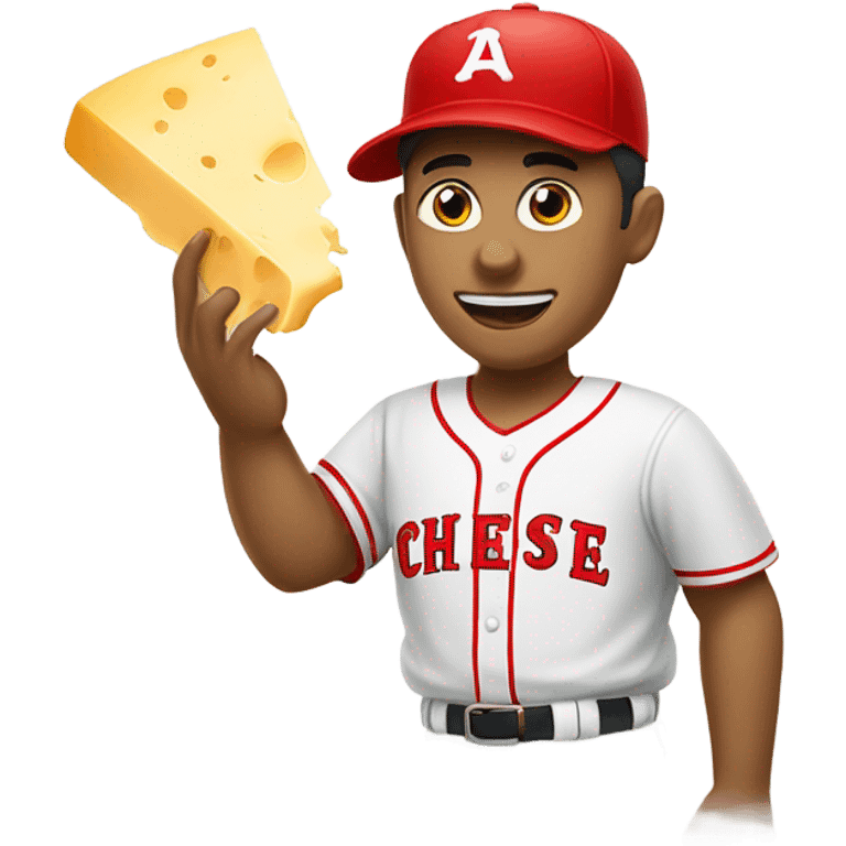 White Baseball player with red hat eating cheese emoji