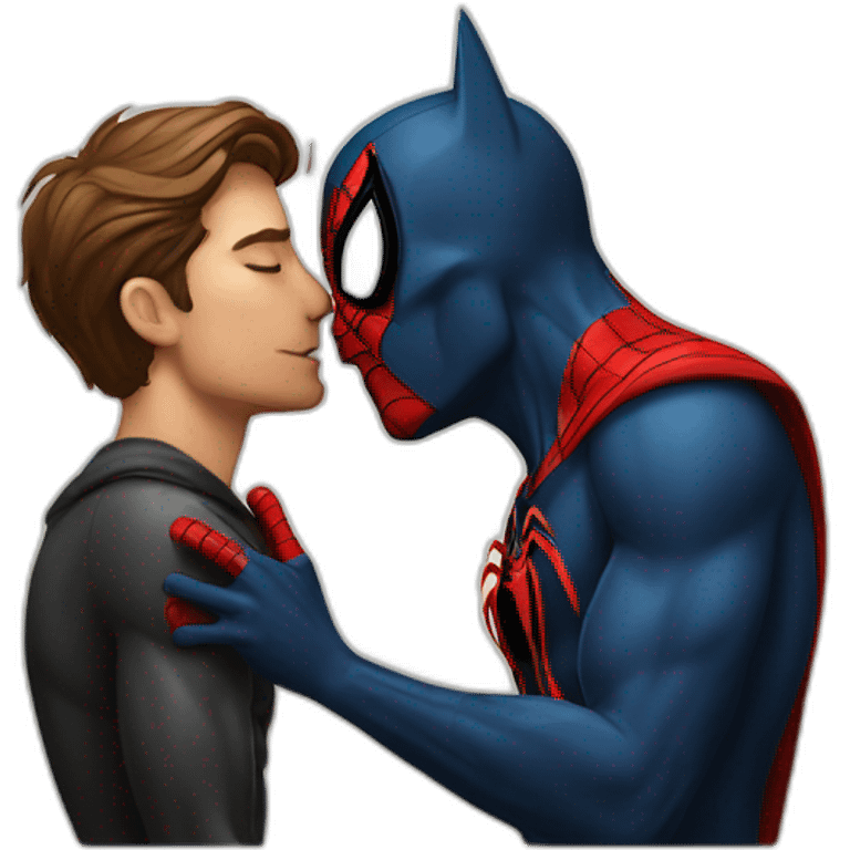 spiderman kissing batman emoji