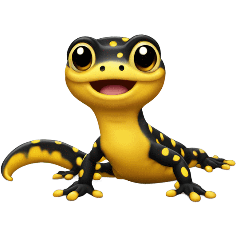 Spotted  black yellow salamander super excited  emoji