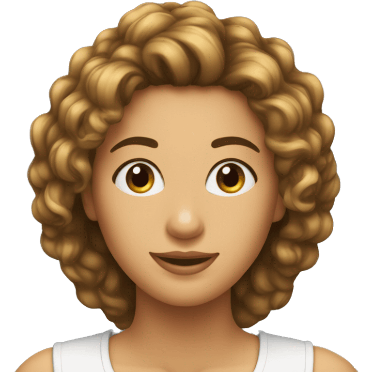 Quero uma mulher de cabelo cacheado cortando o cabelo emoji