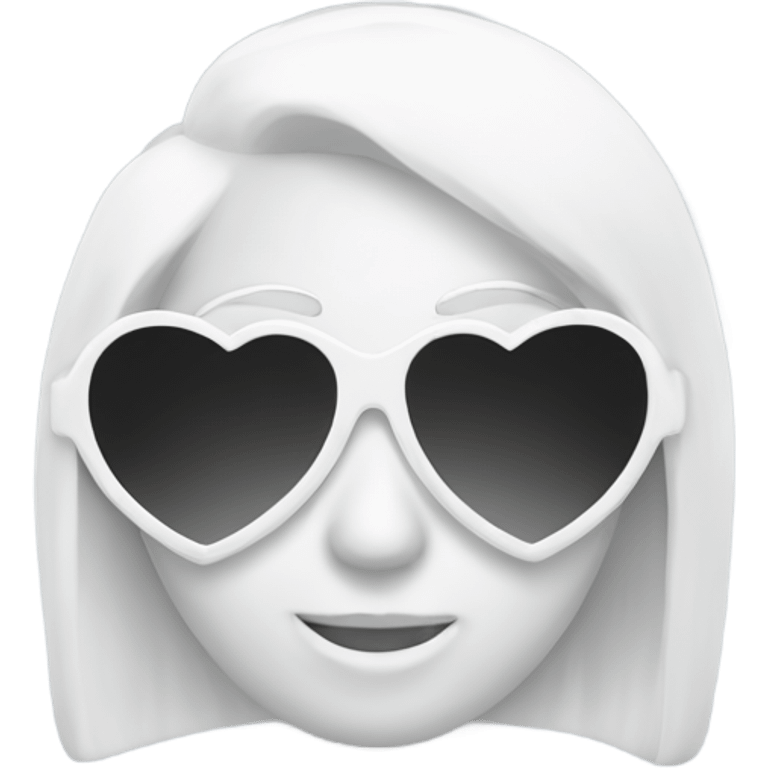 White heart shaped sunglasses on a blank background  emoji