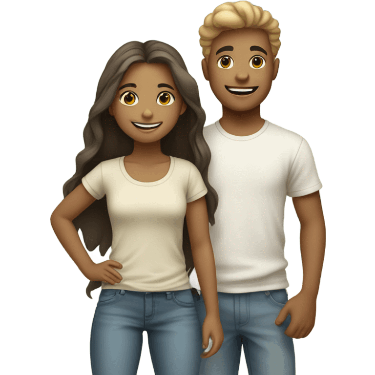 smiling girl and boy outdoors emoji