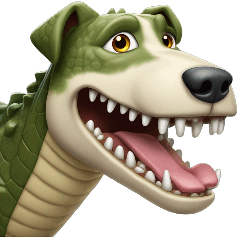 A dog eating a crocodile  emoji