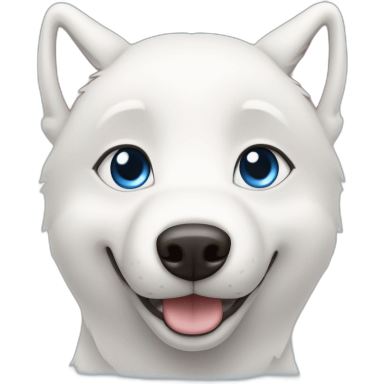 White Happy husky  blue eyes without eyebrows emoji