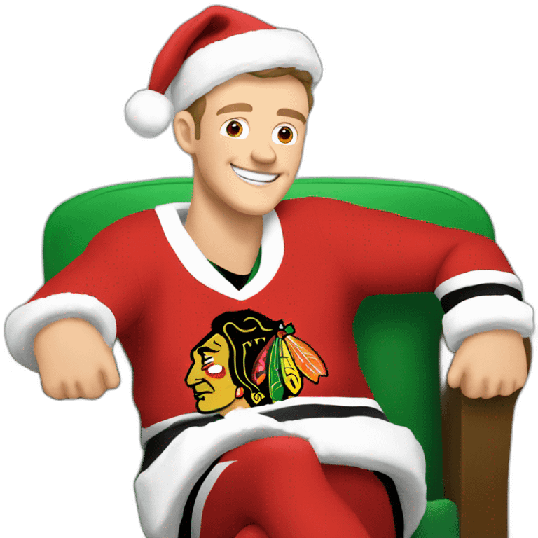 Jonathan Toews sitting on Santa's lap emoji