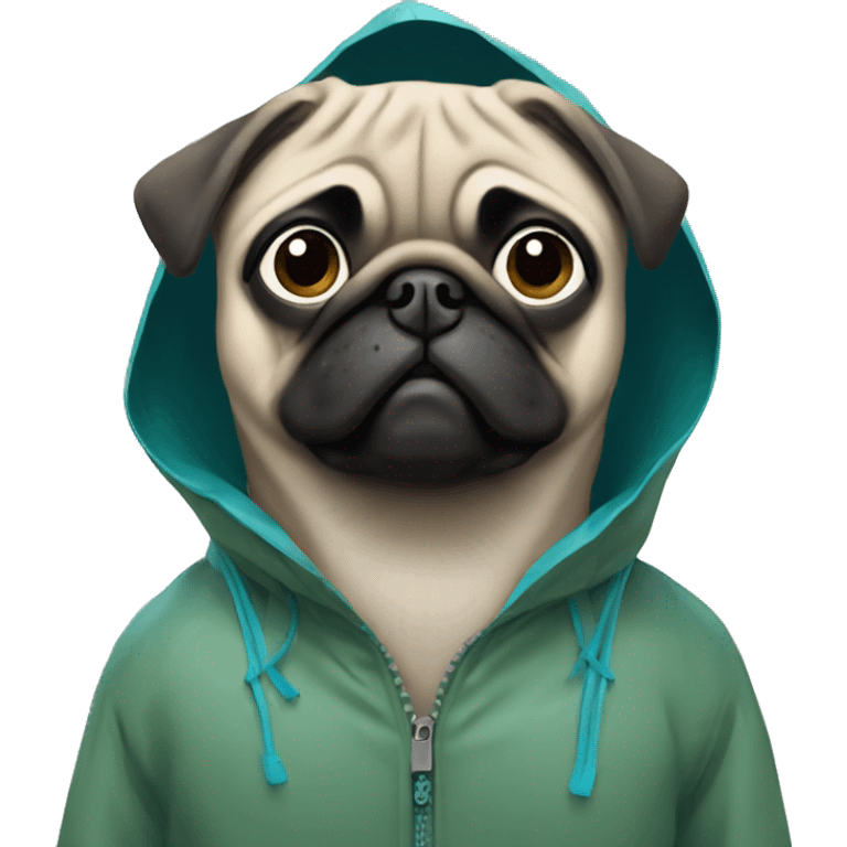 Pug wearing a rain jacket  emoji