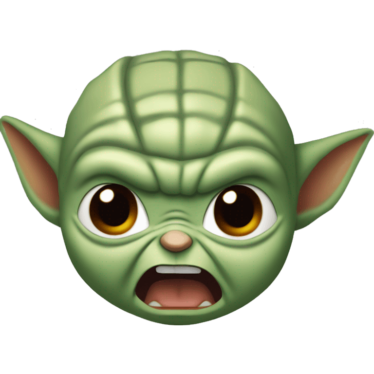 Baby Yoda screams in terrible anger. His whole face is red with rage. emoji