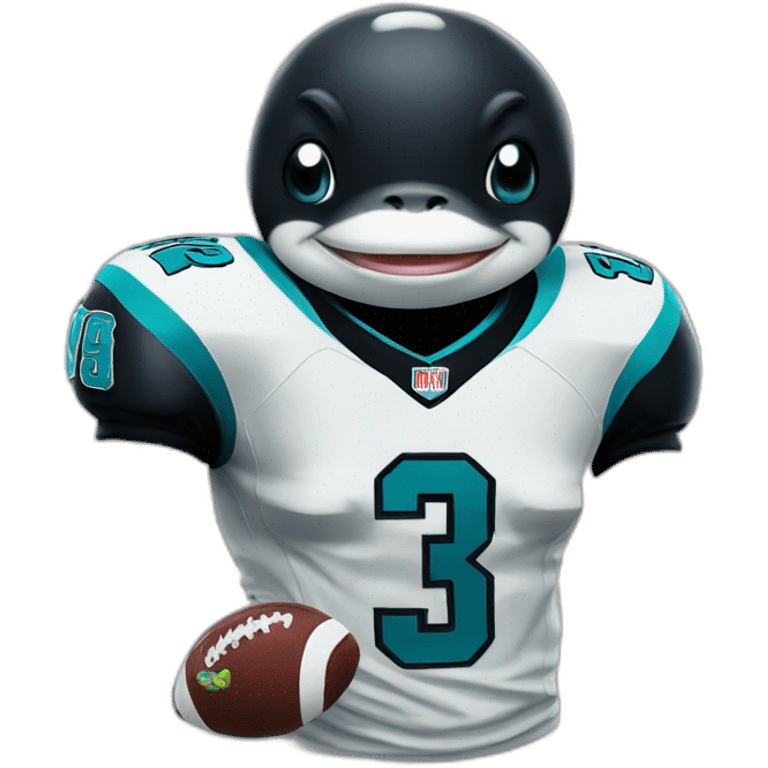 killer whale wearing a football jersey emoji