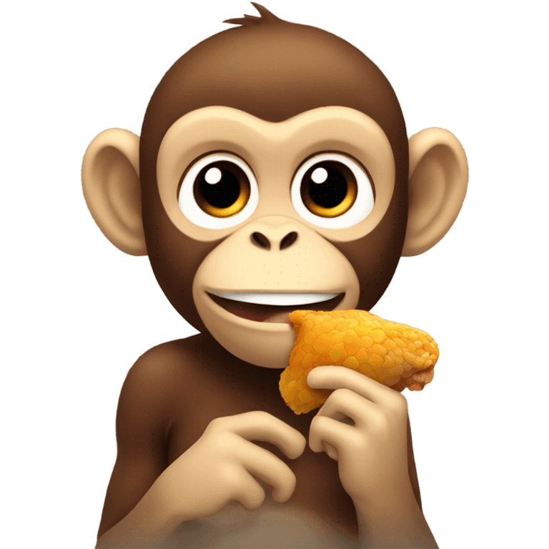 Monkey eating chicken emoji