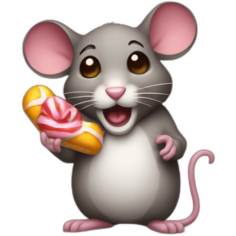 perturbed mouse holding candy emoji