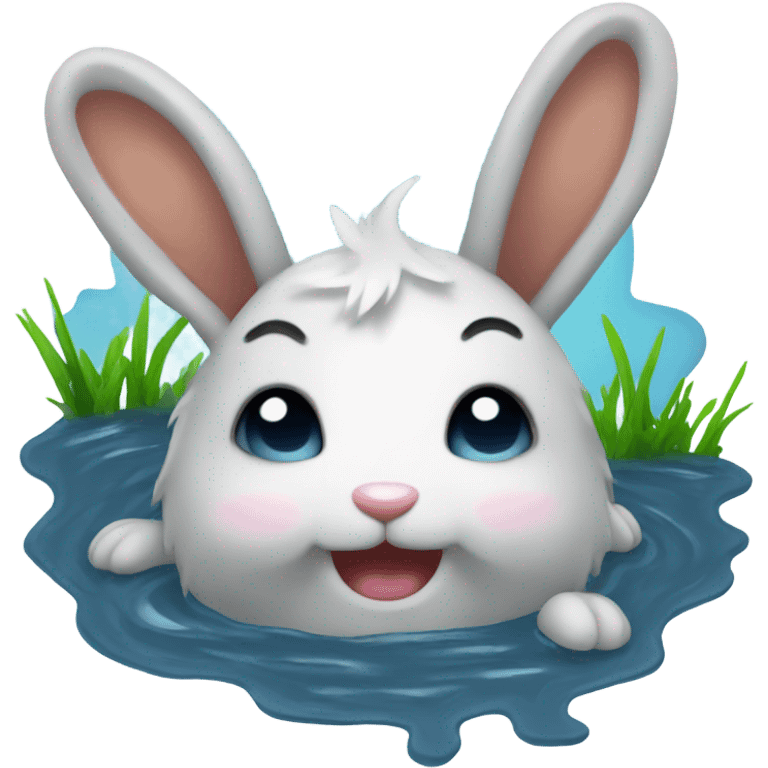 Wet Bunny in a puddle  emoji