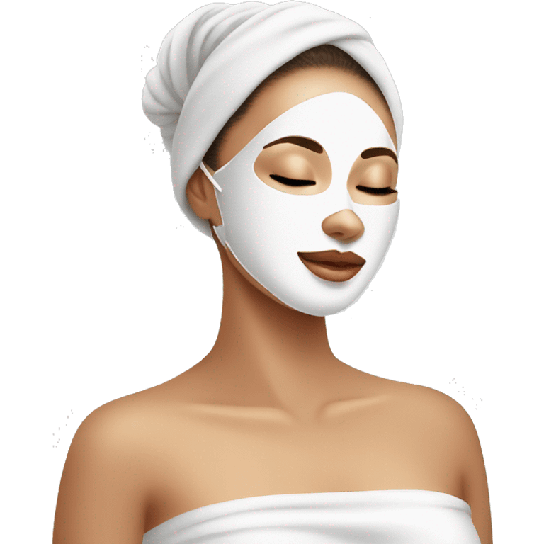 Lady with face mask spa beauty full face relaxing emoji