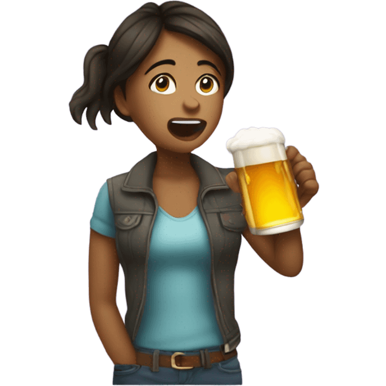 Girl chugging a beer emoji