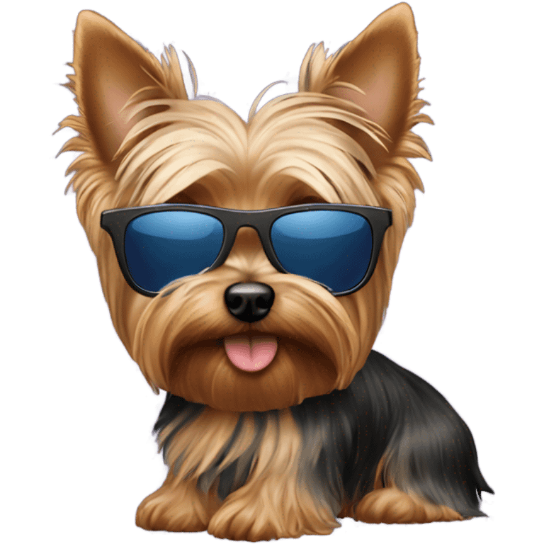 Yorkie wearing sunglasses emoji