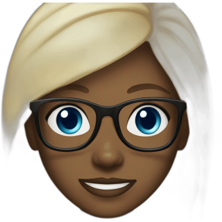 Black girl long blond hair blue eyes glasses emoji