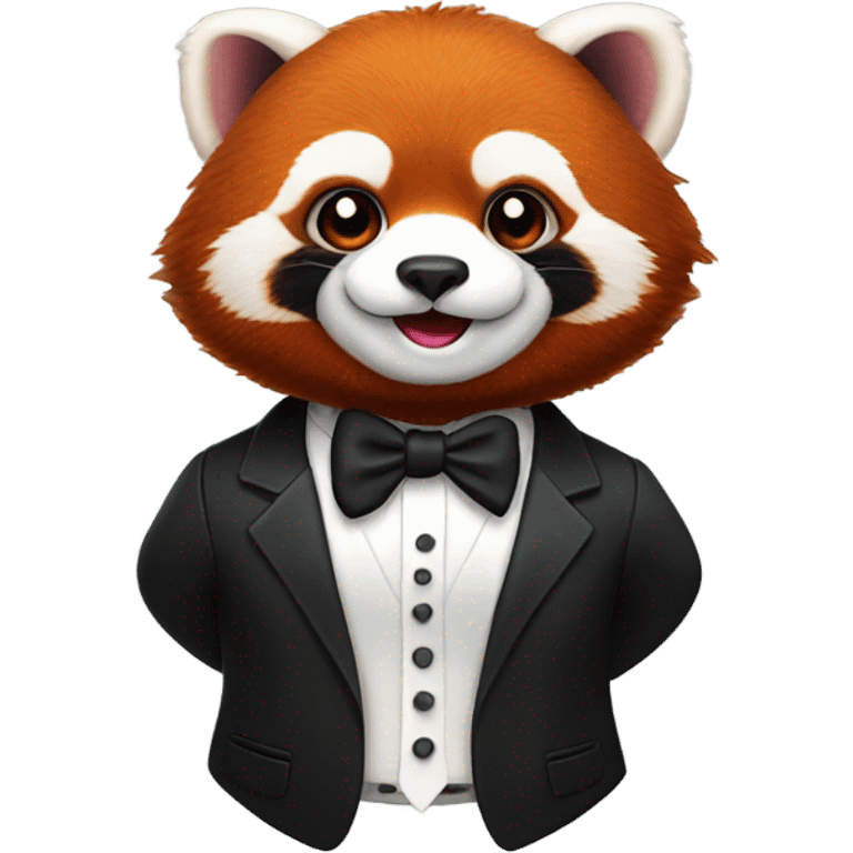 Red panda wearing a tuxedo emoji