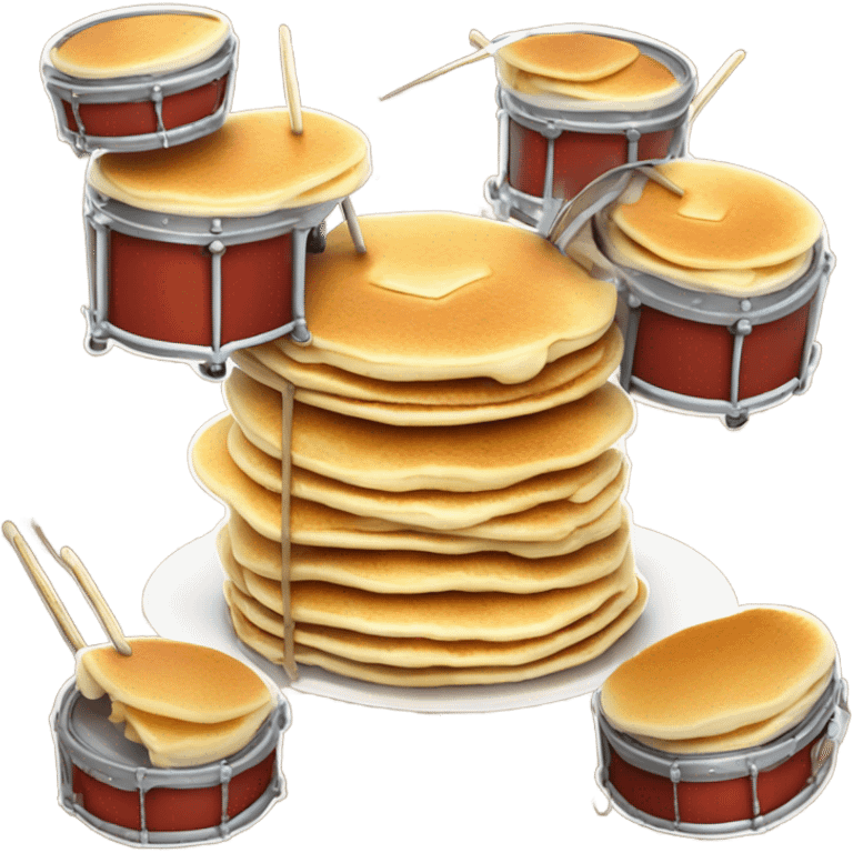 Singing stack of pancakes playing drums  emoji