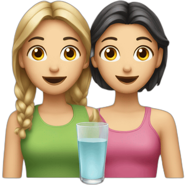 two girls and a glass emoji