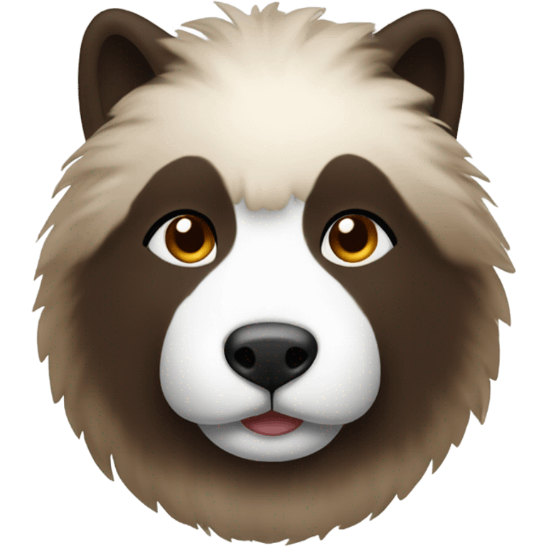 Eurasian with dark brown light brown and white emoji